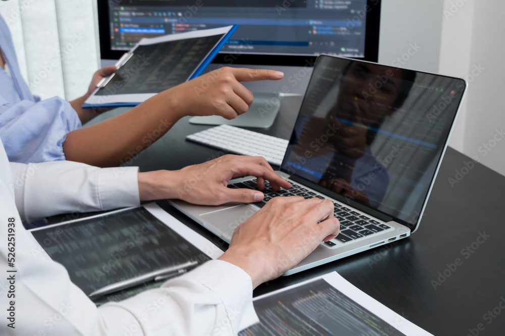 Team of programmers working with computer programming, professional ...