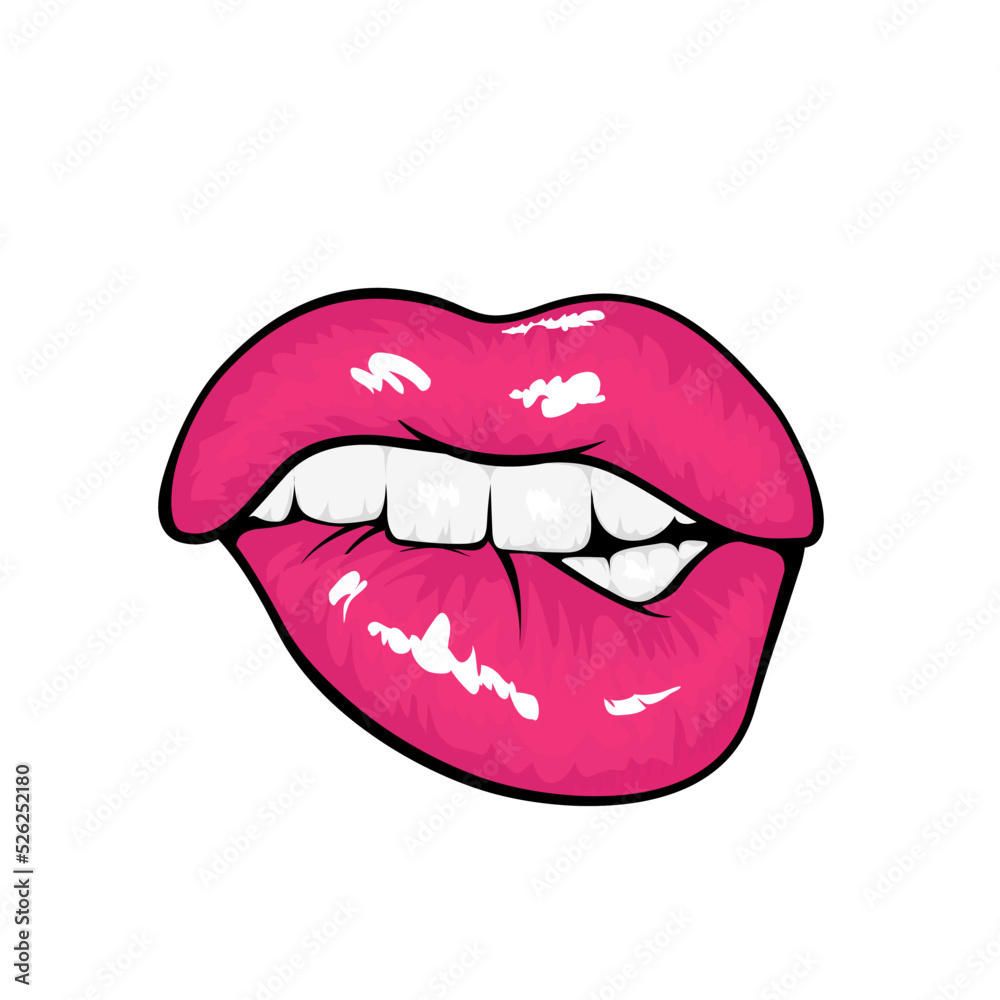 Pink lips isolated on white