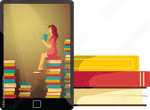 Tablet with Woman Reading a Book  © TatyanaYagudina