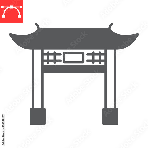 Chinese gate glyph icon, asian and travel, chinese dress vector icon, japan gate vector graphics, editable stroke solid sign, eps 10.