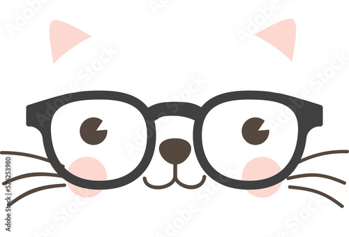 Geek Cat Animal Cartoon Character.