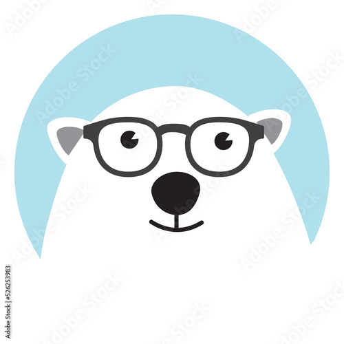 Geek Polar bear Animal Cartoon Character.