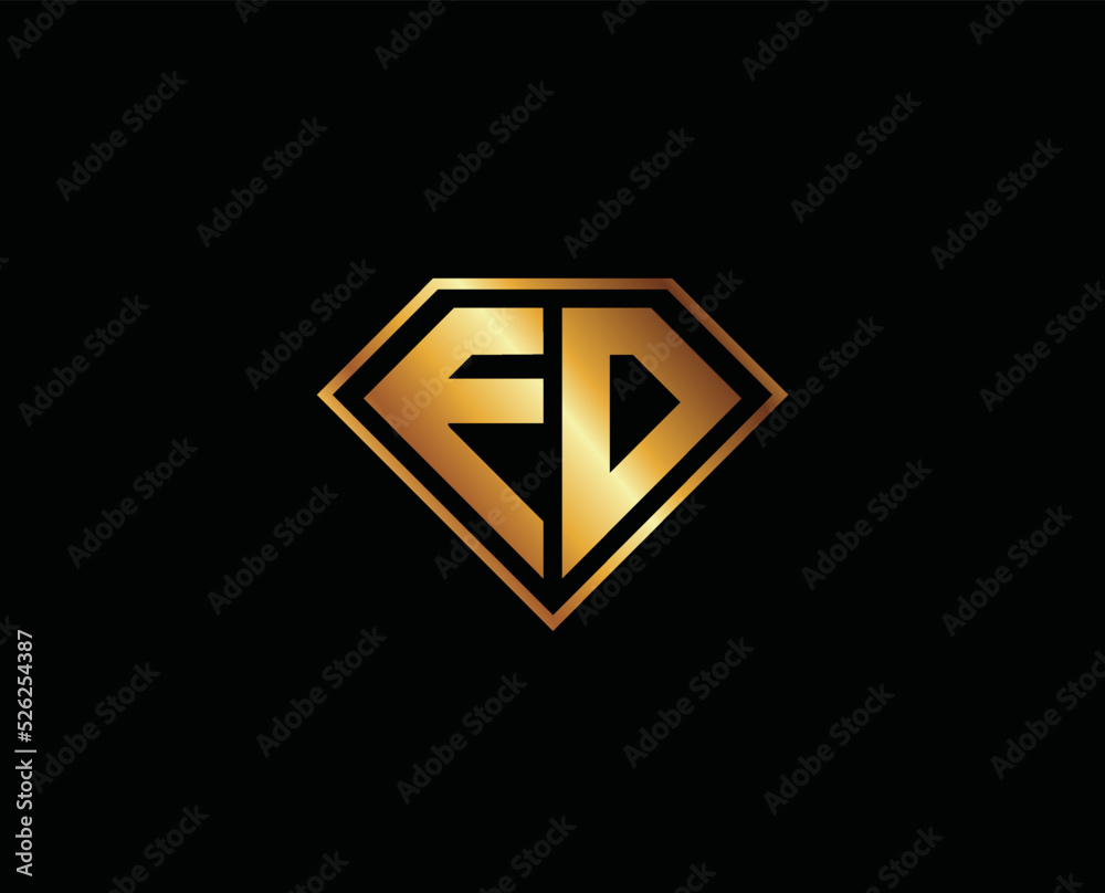 ED diamond shape gold color logo design ED diamond shape gold color logo design