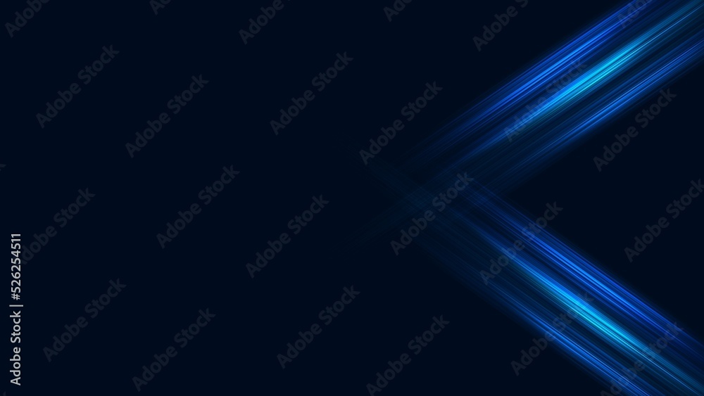 Abstract neon blue light trails in the dark on moon retro background, motion blur effect on futuristic with floor wall metal texture soft tech diagonal background