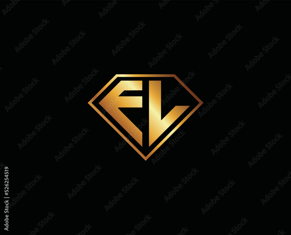 EL diamond shape gold color logo design EL diamond shape gold color logo design