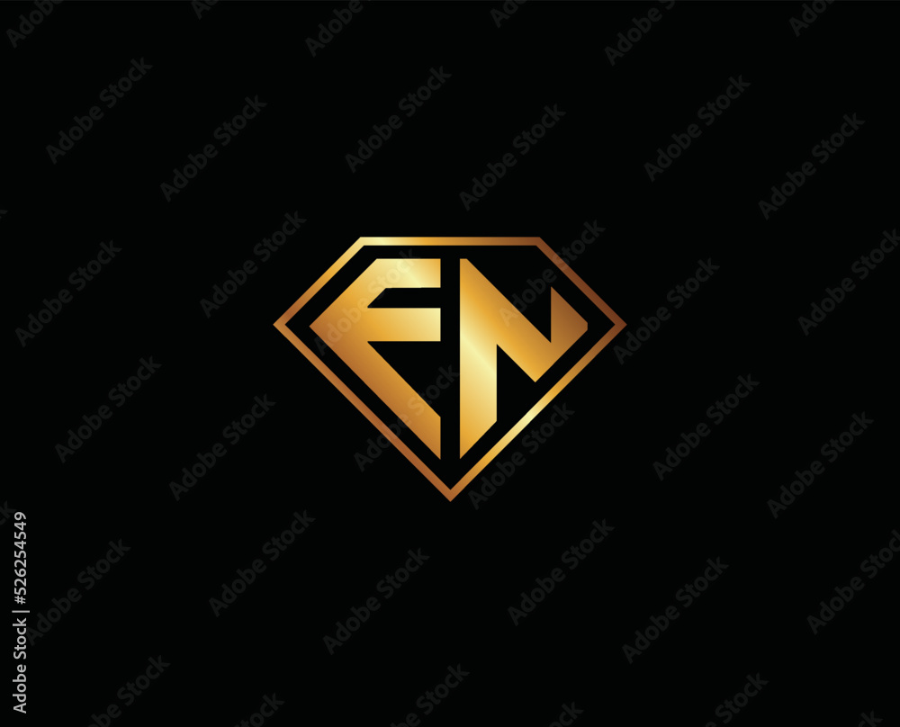 EN diamond shape gold color logo design EN diamond shape gold color logo design