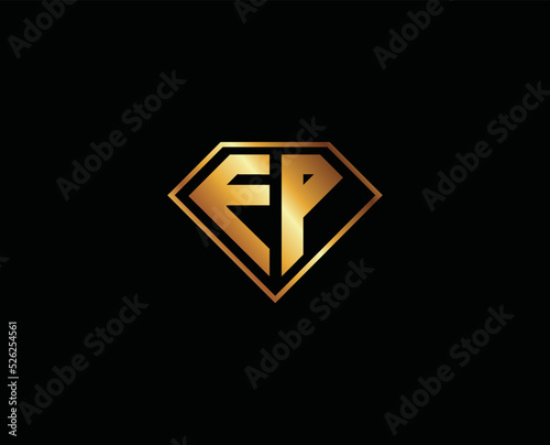Free Download EP diamond shape gold color logo design - GFXLoad