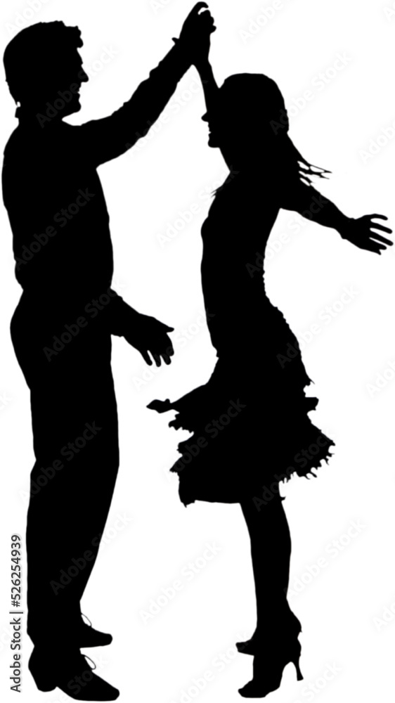 silhouette of a couple of dancing. Vector silhouettes. Black of color isolated on white background
