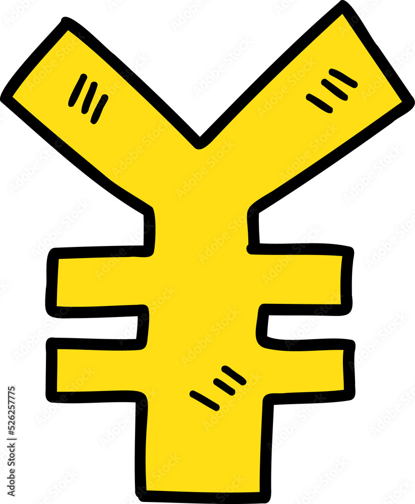 Fototapeta premium hand drawn yuan currency illustration on transparent background