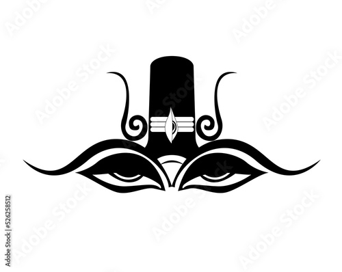 Indian Traditional Lord Shiva Ling with Eyes and Spirals isolated on white background - vector illustration