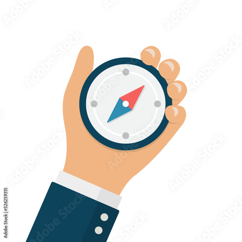 Business Navigator Concept. Businessman Hand Holding Compass.