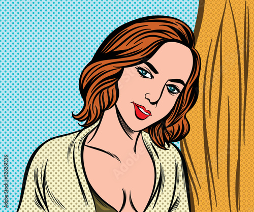 sexy dress woman. pop art retro illustration comic style vector