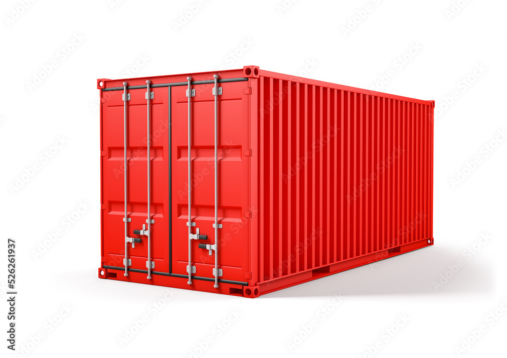 Red cargo container isolated on white background Red cargo container isolated on white background