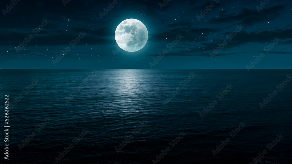 Ocean night landscape background.