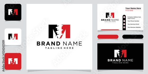 Initial M drilling logo design vector template