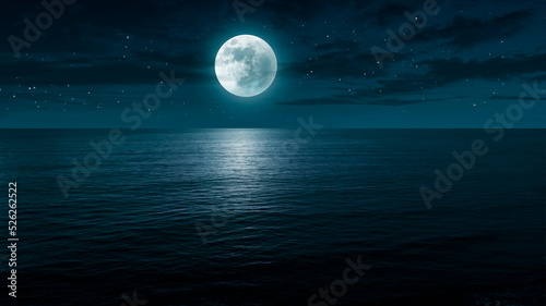 Fotografiet Ocean night landscape background.
