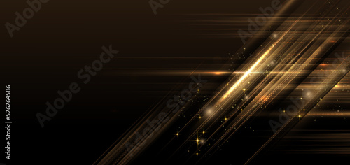Abstract luxury golden glitter effect glowing on black background with lighting effect sparkle. Template premium award ceremony design.