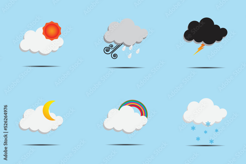 Weather icons on a blue background