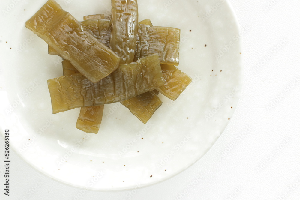 Φωτογραφία Japanese food, pickled Kombu seaweed on dish with copy space for healthy food im