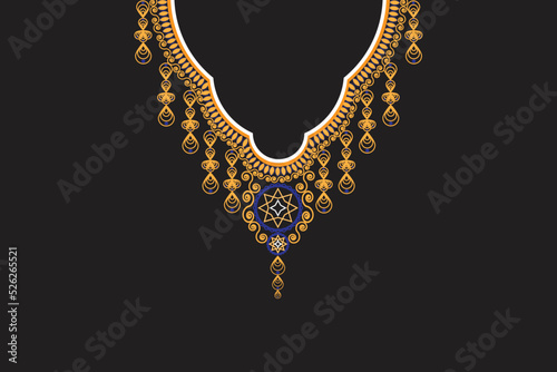 Geometric collar oriental pattern traditional.Necklace embroidery design for fashion