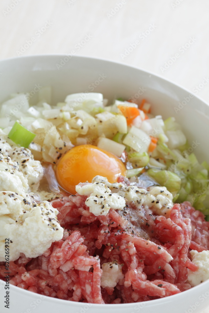 red meat and tofu with flour and pepper for Chinese patty cooking ingredient red meat and tofu with flour and pepper for Chinese patty cooking ingredient