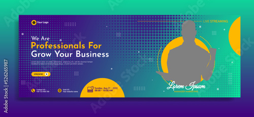 Business webinar horizontal banner template design. Very suitable for online class programs, marketing, etc.