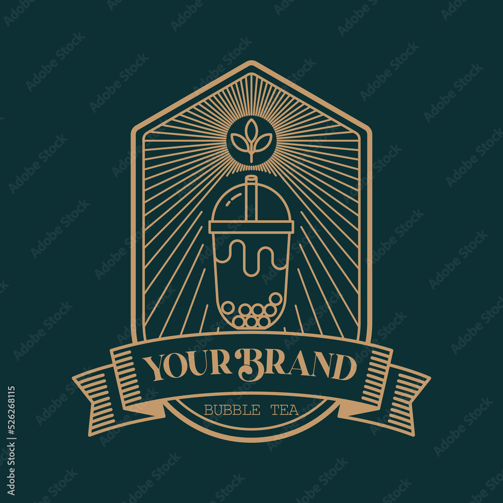 Logo bubble tea vector. Popular Asian drink badge. Tea logo, Pearl tea, Bubble tea. Suitable for Trade or Business Symbols and Others