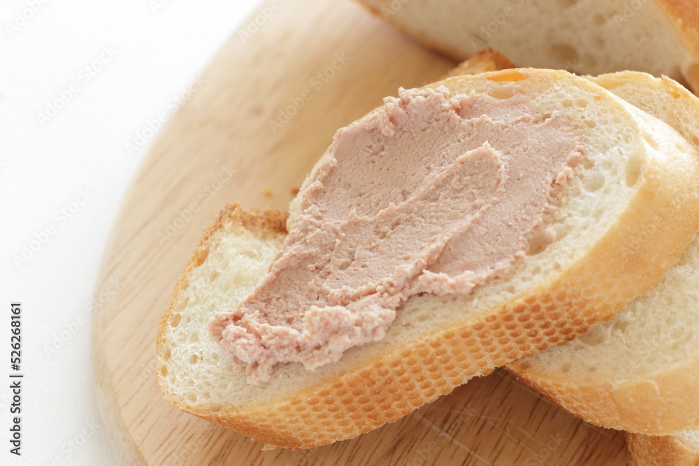 Foie Gras paste for gourmet, a pate made from goose liver and French bread