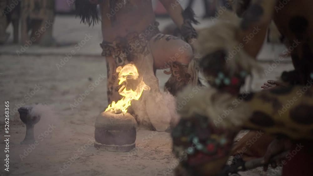 Danza y Ritual Maya Hombre Jaguar Fuego Portal Maya México 