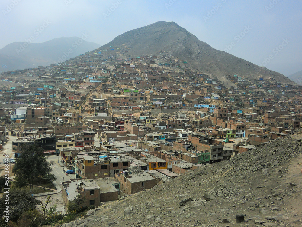 The city of Collique on the side of a mountain, north of Lima, the capital of Peru.