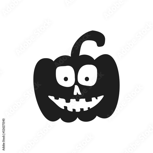 Halloween 2022 - October 31. A traditional holiday, the eve of All Saints Day, All Hallows Eve. Trick or treat. Vector illustration in hand-drawn doodle style. Pumpkin with its eyes and mouth cut out.