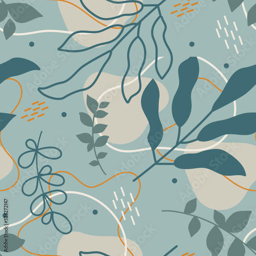 blue retro seamless floral pattern with flowers