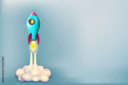 Illustration of rocket and copy space for start up business and bitcoins advertise. EPS 10 illustration