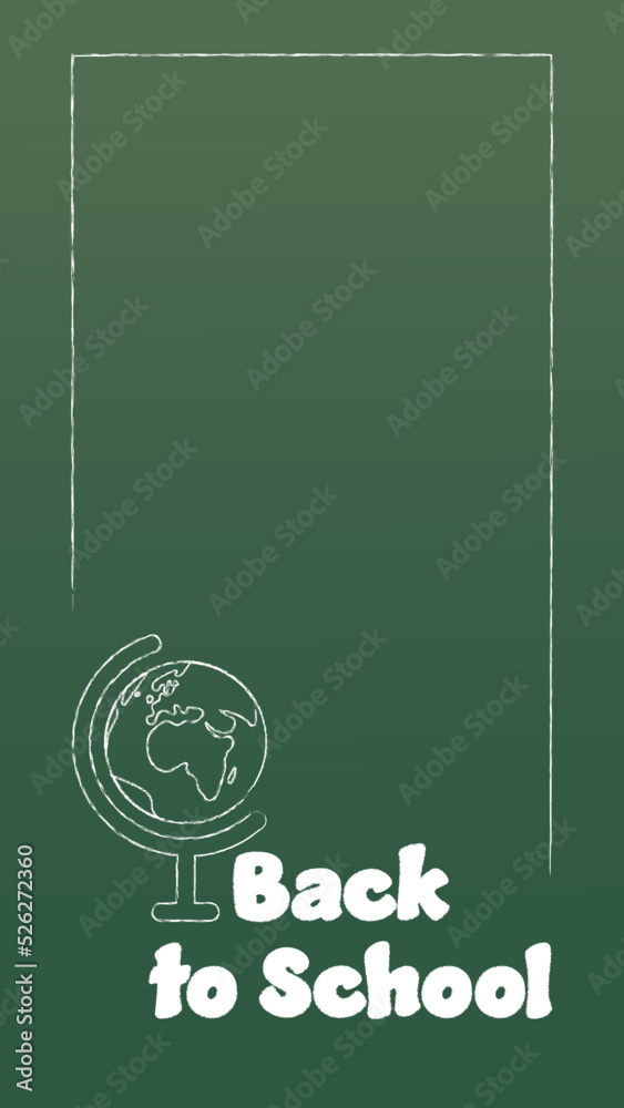 Vertical Vector Banner Back to School With Chalk Drawn Globe on the Blackboard. Perfect for Web Sites, Social Media, Printed Materials, etc. Vertical Vector Banner Back to School With Chalk Drawn Globe on the Blackboard. Perfect for Web Sites, Social Media, Printed Materials, etc.