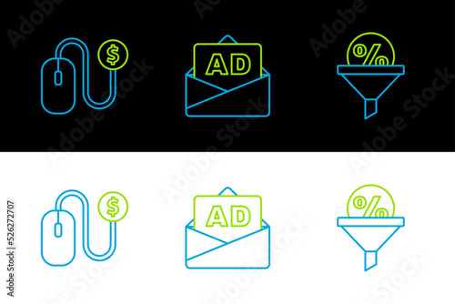 Set line Lead management, Advertising and icon. Vector