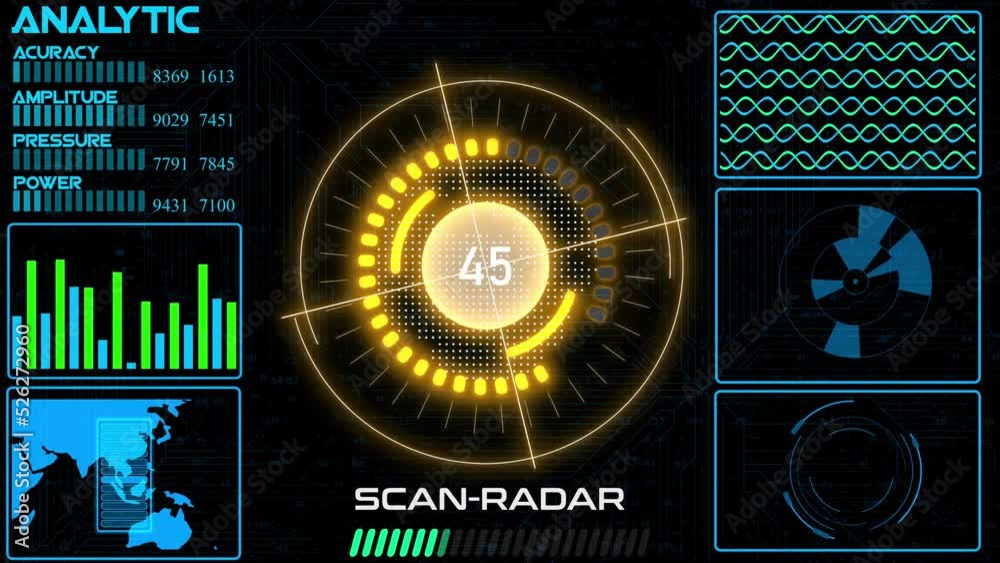 Vidéo Stock abstract colorful HUD radar animation on black background