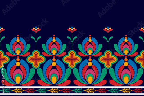 Floral ethnic textile pattern designs. ikat Aztec fabric carpet mandalas textile decor wallpaper. Motifs tribals boho traditional embroidery vector illustrated background 
