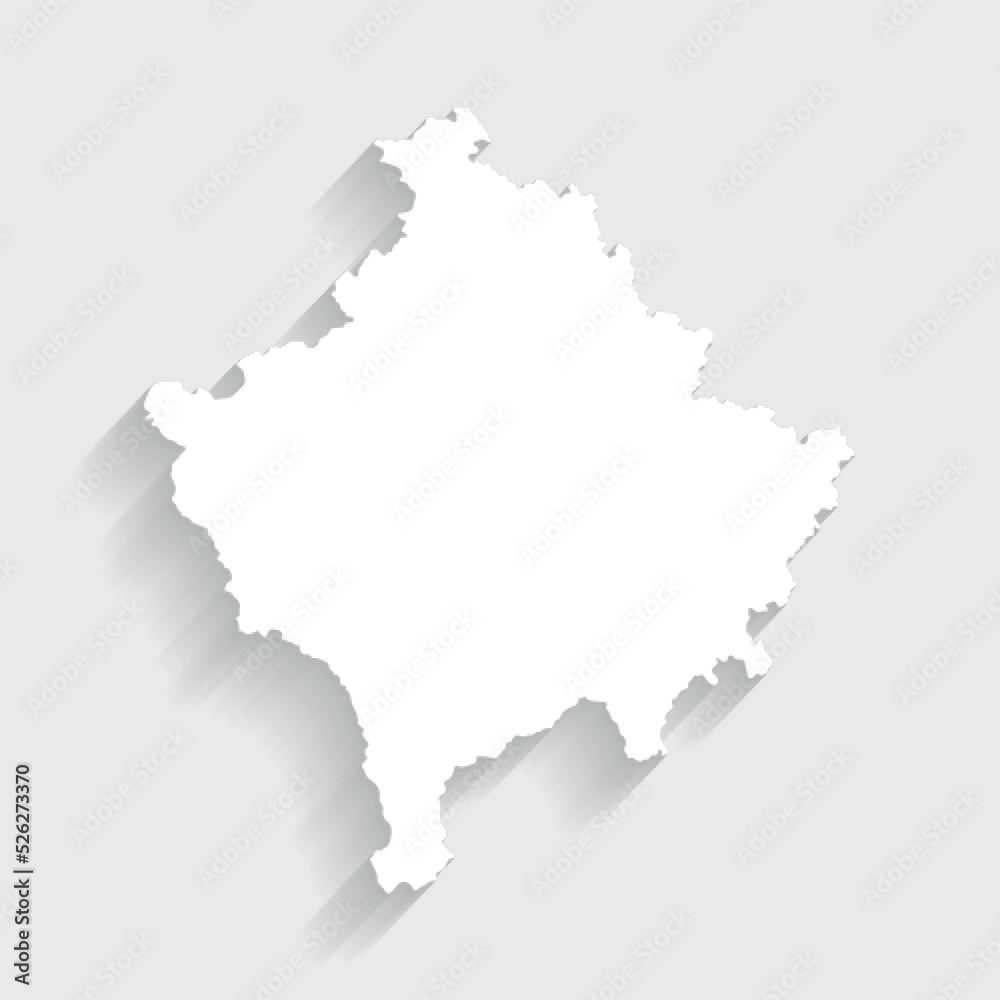 Simple white Kosovo map on gray background, vector, illustration, eps 10 file
