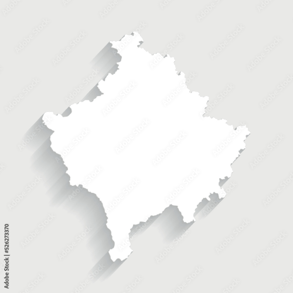 Simple white Kosovo map on gray background, vector, illustration, eps 10 file Simple white Kosovo map on gray background, vector, illustration, eps 10 file