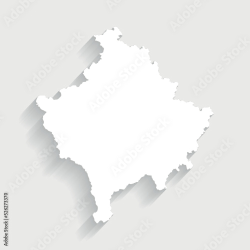 Simple white Kosovo map on gray background  vector  illustration  eps 10 file