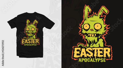Easter Apocalypse, Dead Bunny, T-Shirt Design, Vector