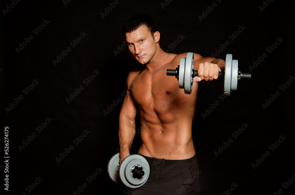 Young attractive man goes in for sports. Young attractive man goes in for sports.