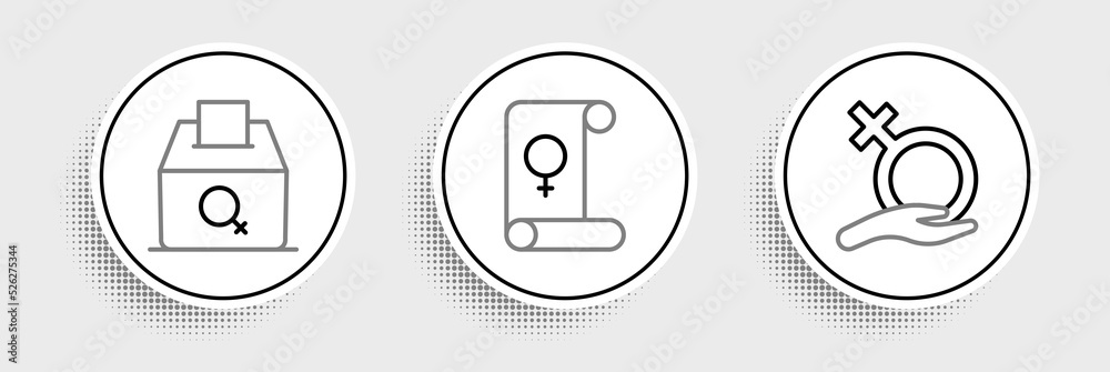 Set line Female gender, vote right and Feminism icon. Vector Set line Female gender, vote right and Feminism icon. Vector