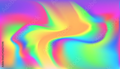 Holographic abstract background cover design template. Color foil wave vector illustration. Irrisdescent gradient mesh poster. Vector illustration.