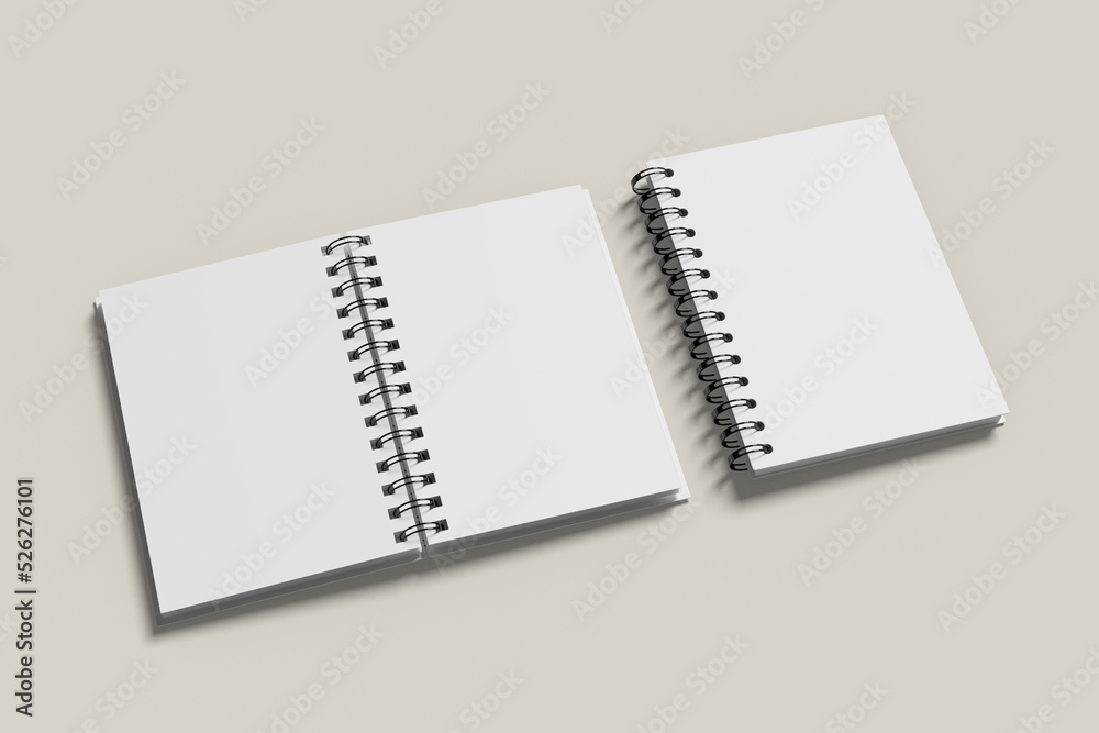 A5 Spiral Notebook Blank Mockup - obrazy, fototapety, plakaty 