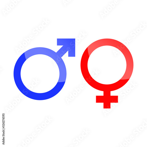 Vector illustration of gender symbols male and female - isolated on white background