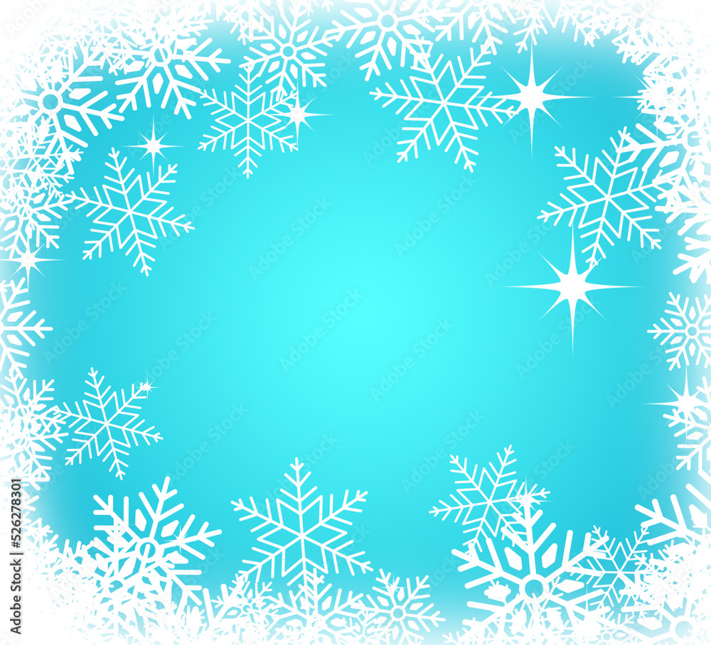 Frame made of snowflakes on light blue background. Space for text Frame made of snowflakes on light blue background. Space for text