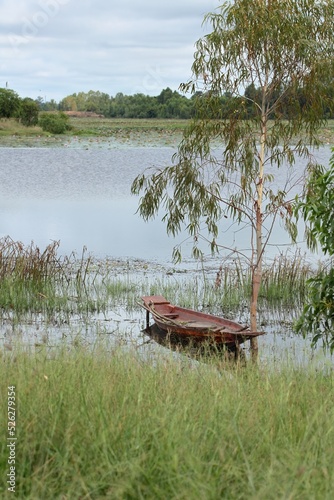 Thai fisherman's boat on the lake