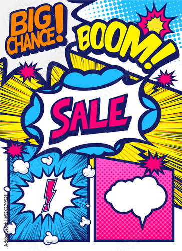 アメコミ風コマ割り素材 pop art comics book magazine, speech bubble, balloon, box message 
