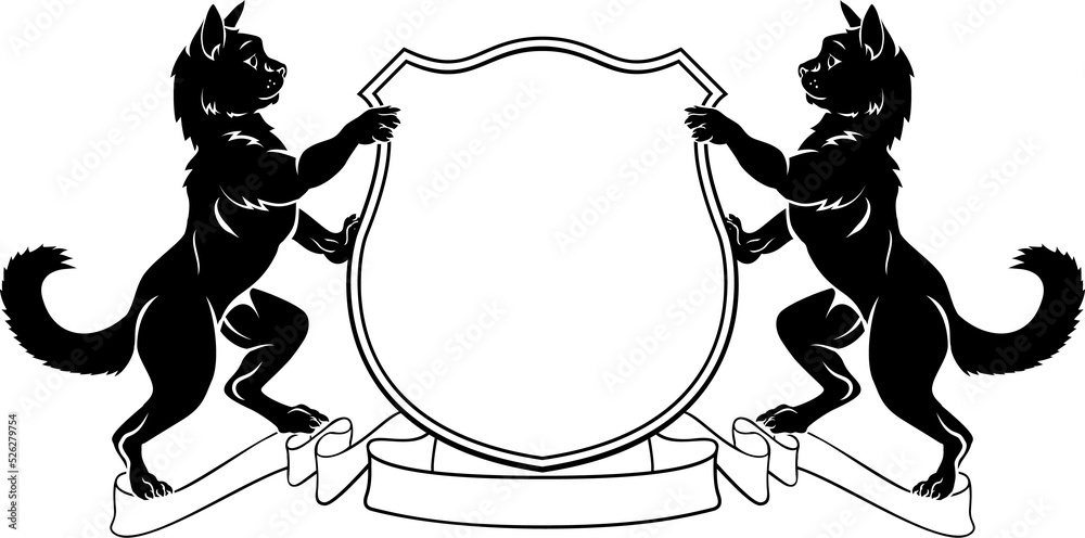 Cats Heraldic Coat of Arms Crest Shield Stock Illustration | Adobe Stock